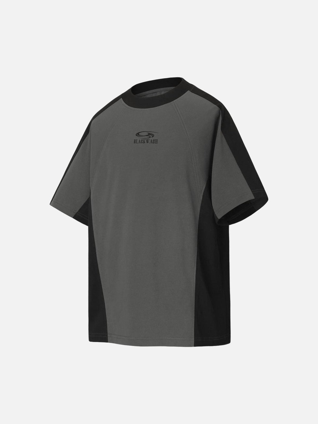 TALISHKO contrast short sleeve T-shirt in dark gray and black, showcasing a casual, relaxed fit.