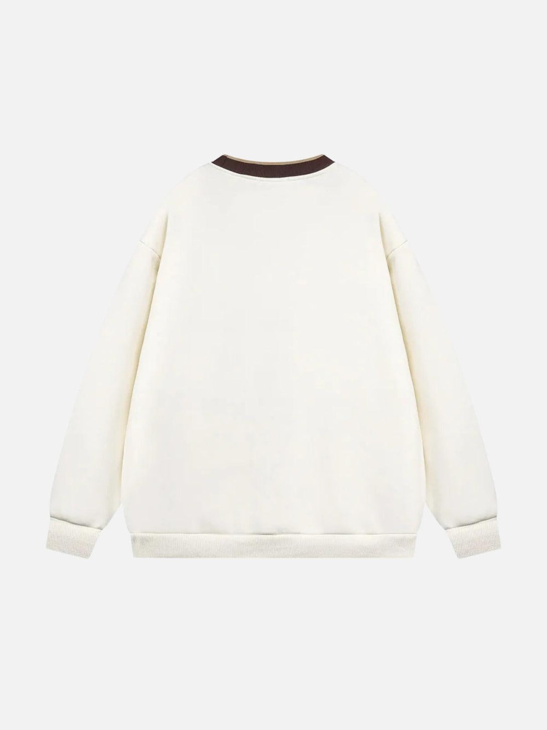 Back view of a TALISHKO sweatshirt in beige with contrasting panel details.