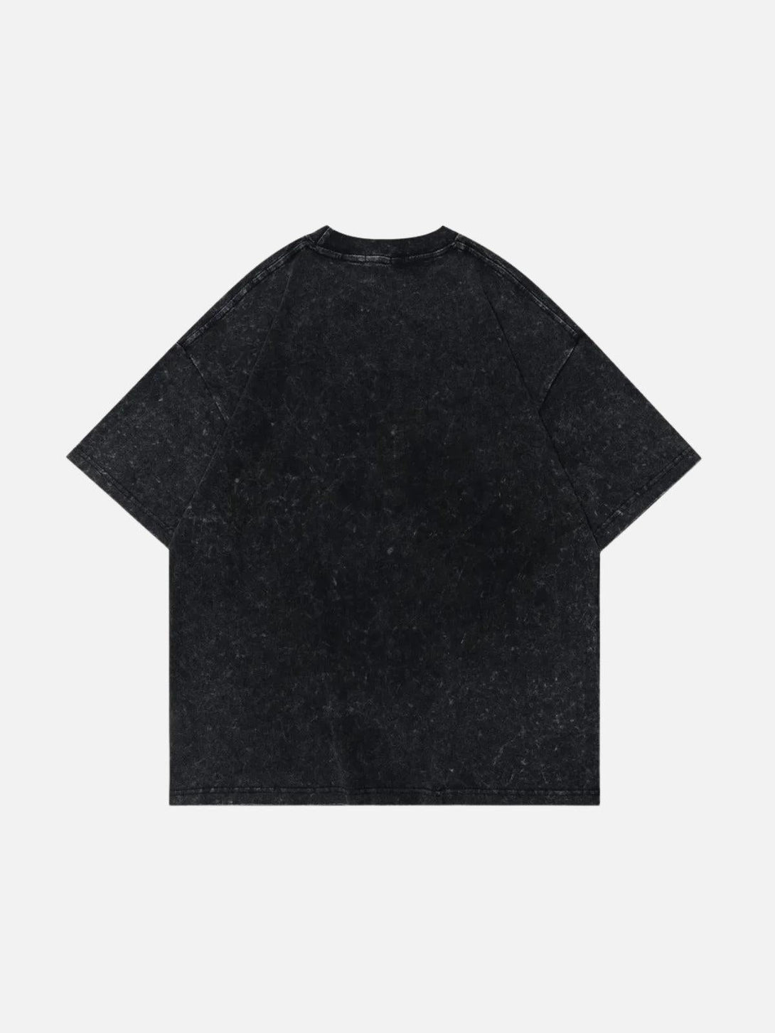 Back view of a TALISHKO tee, showcasing a relaxed fit with a distressed black texture.