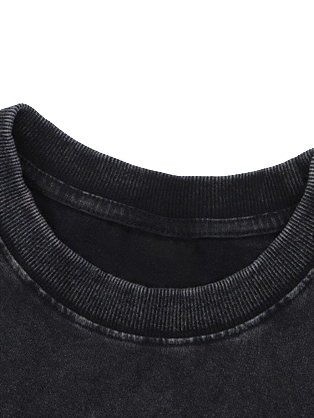 Detailed view of the neckline on a TALISHKO T-shirt, highlighting the ribbed texture.