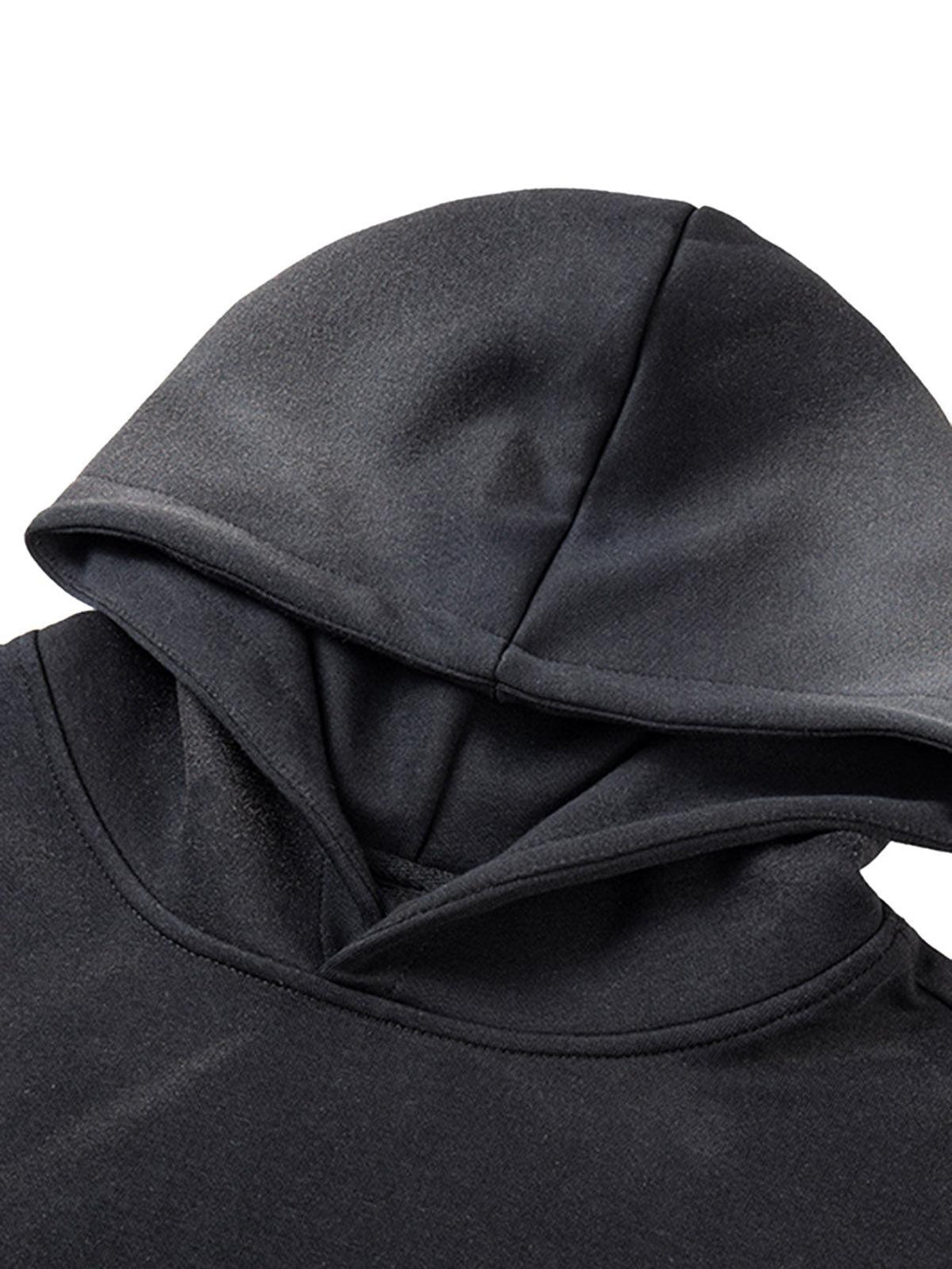 A detailed look at the hood design of the TALISHKO cross graphic hoodie, showcasing its texture.