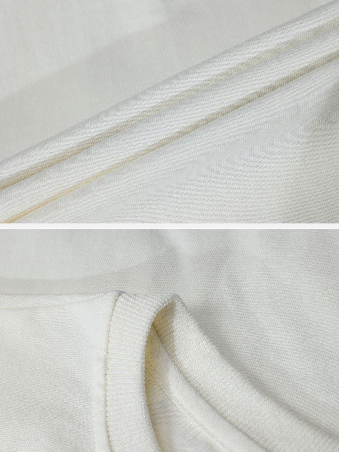 Detailed fabric and stitching on a cotton tee by TALISHKO, highlighting quality craftsmanship.