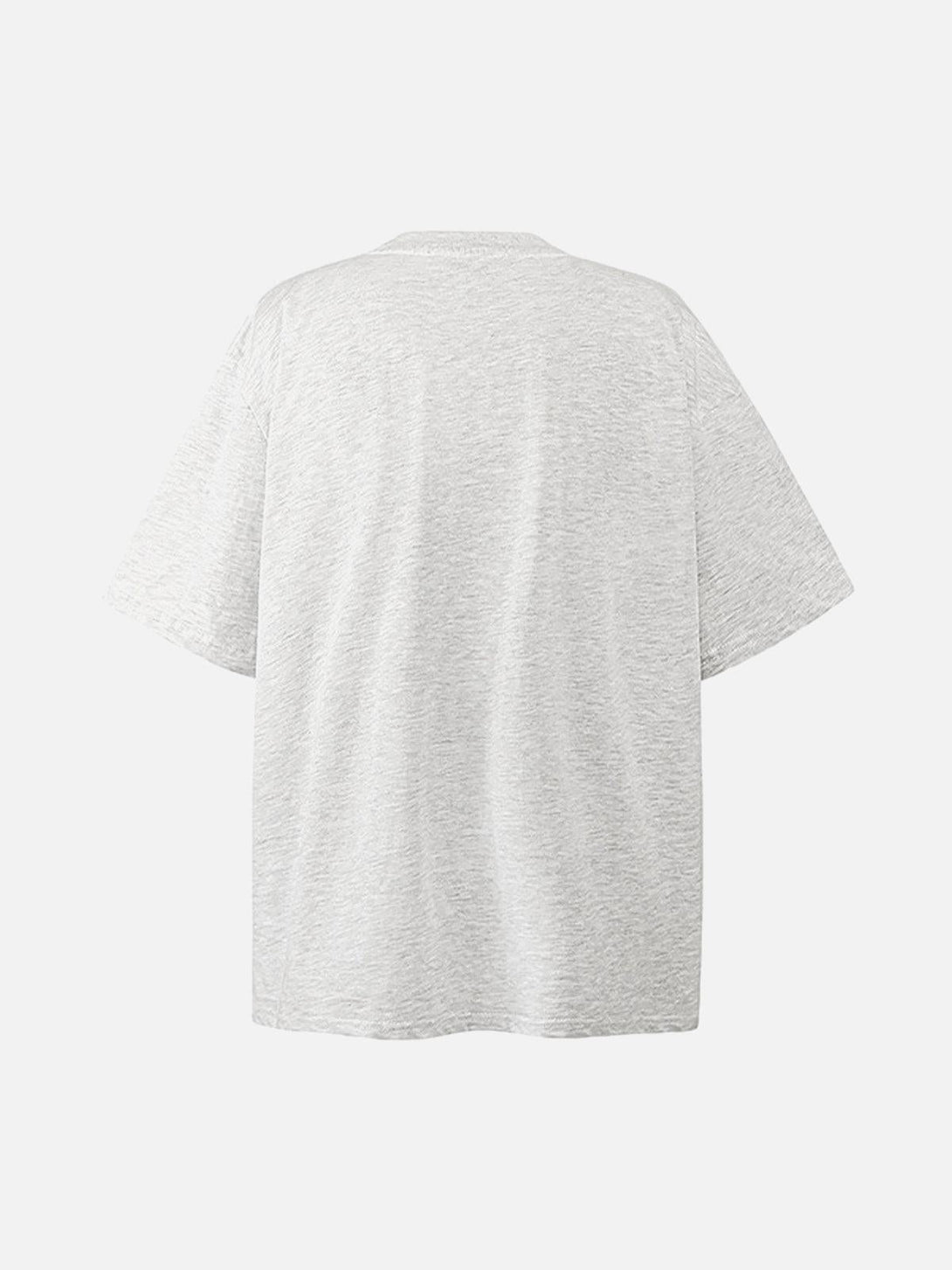 Back view of a gray Dalmatian graphic T-shirt by TALISHKO, ideal for a relaxed summer style.