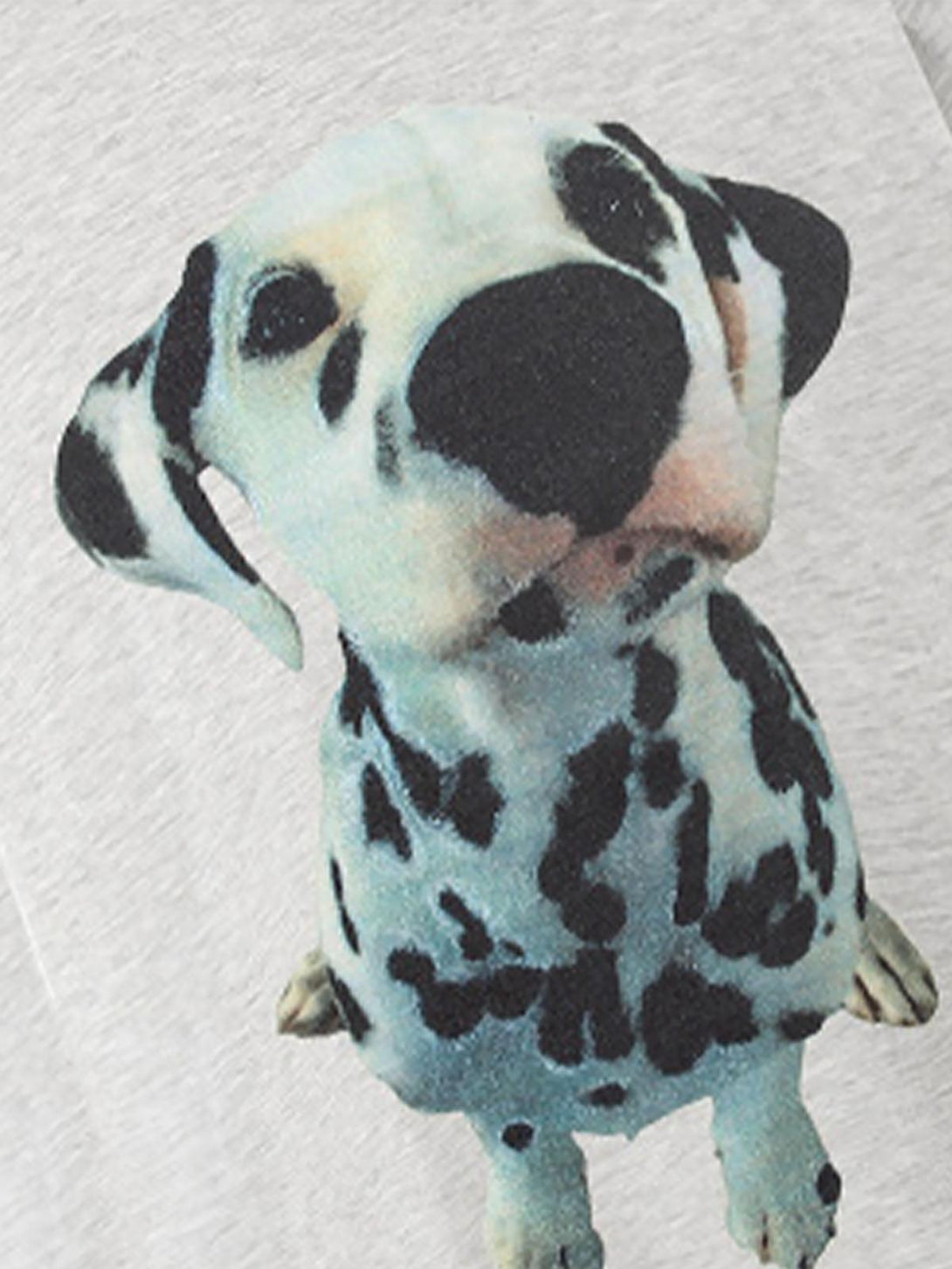 A detailed look at a Dalmatian graphic on a T-shirt by TALISHKO, perfect for casual wear.