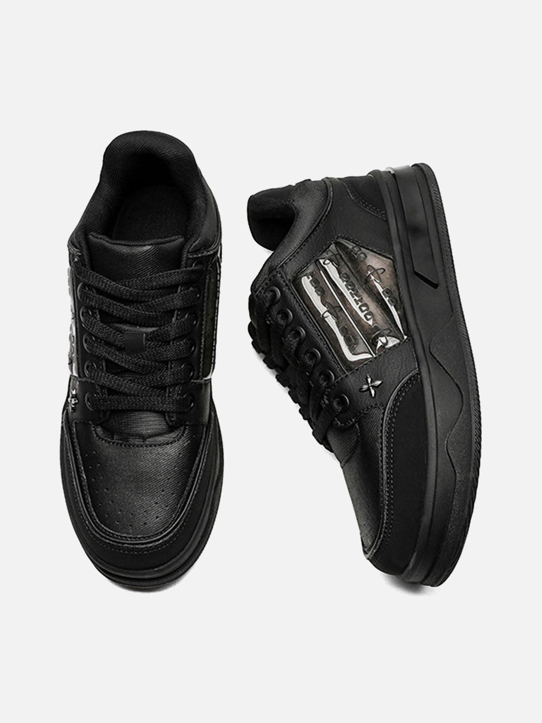 TALISHKO skate shoes in black, showcasing embroidered details and a stylish, contemporary design.