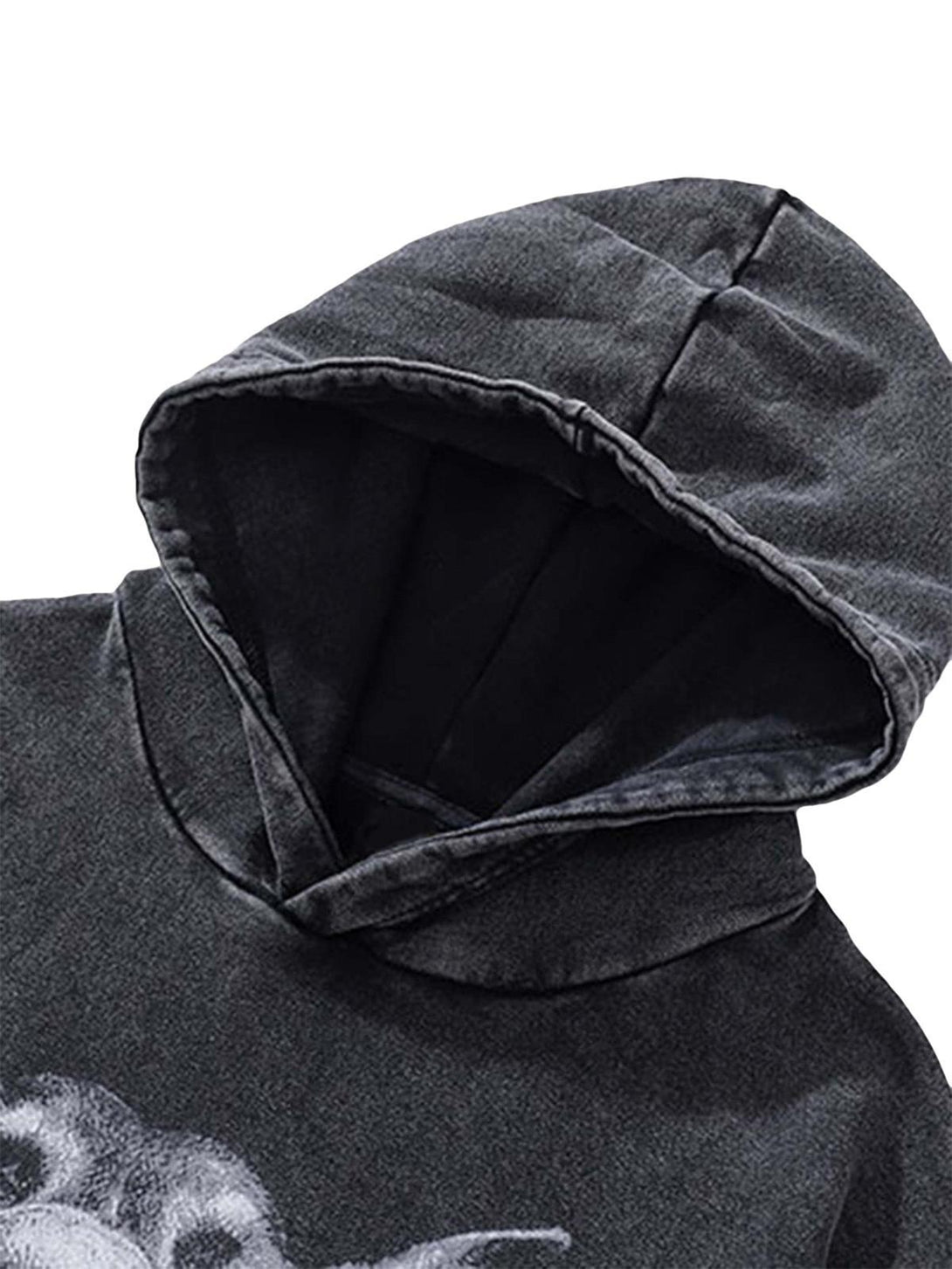 A close-up of the hood on the TALISHKO Doberman hoodie, highlighting its dark, detailed fabric.