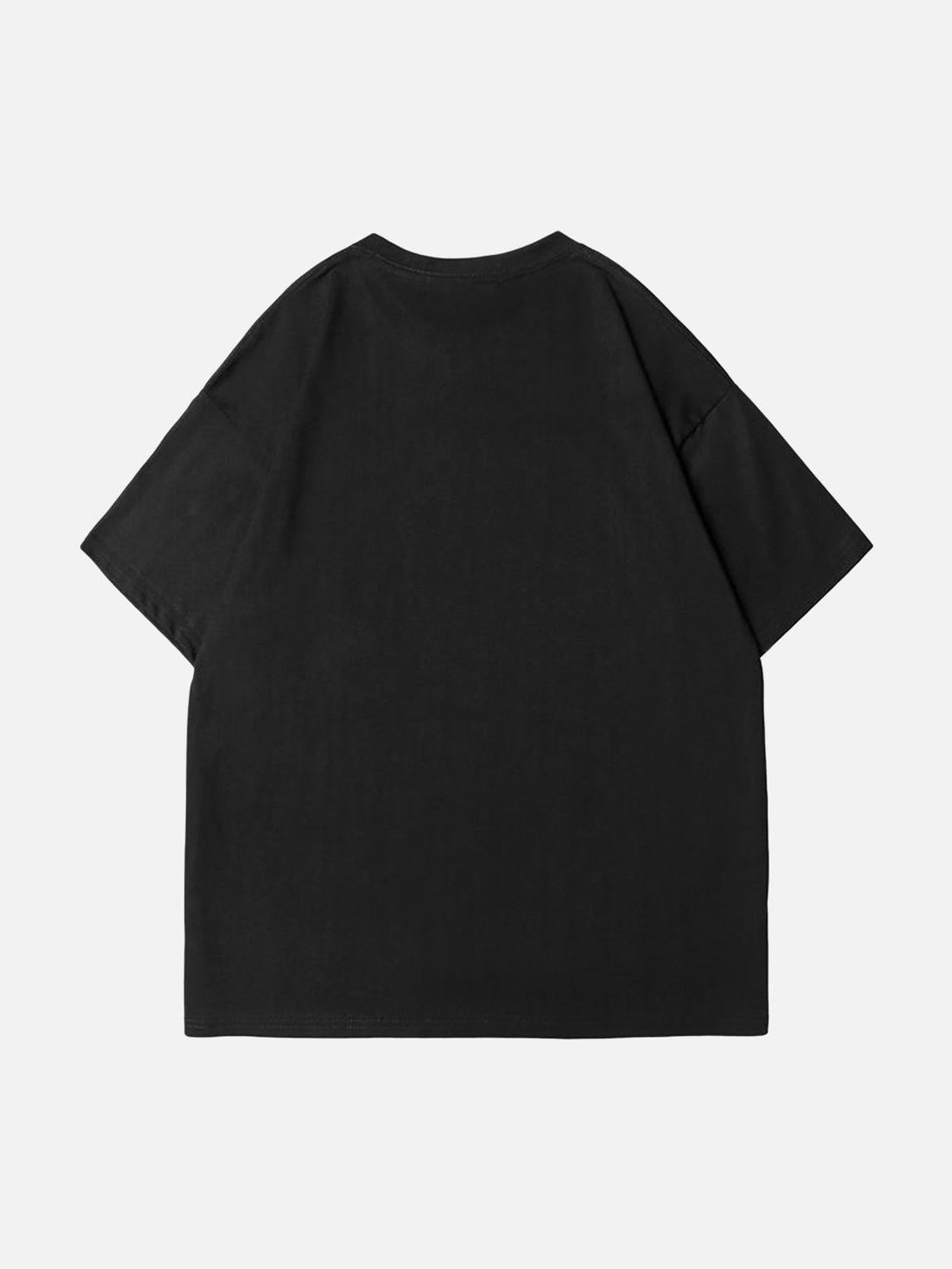 Back view of a black T-shirt by TALISHKO, showcasing a simple and versatile design.