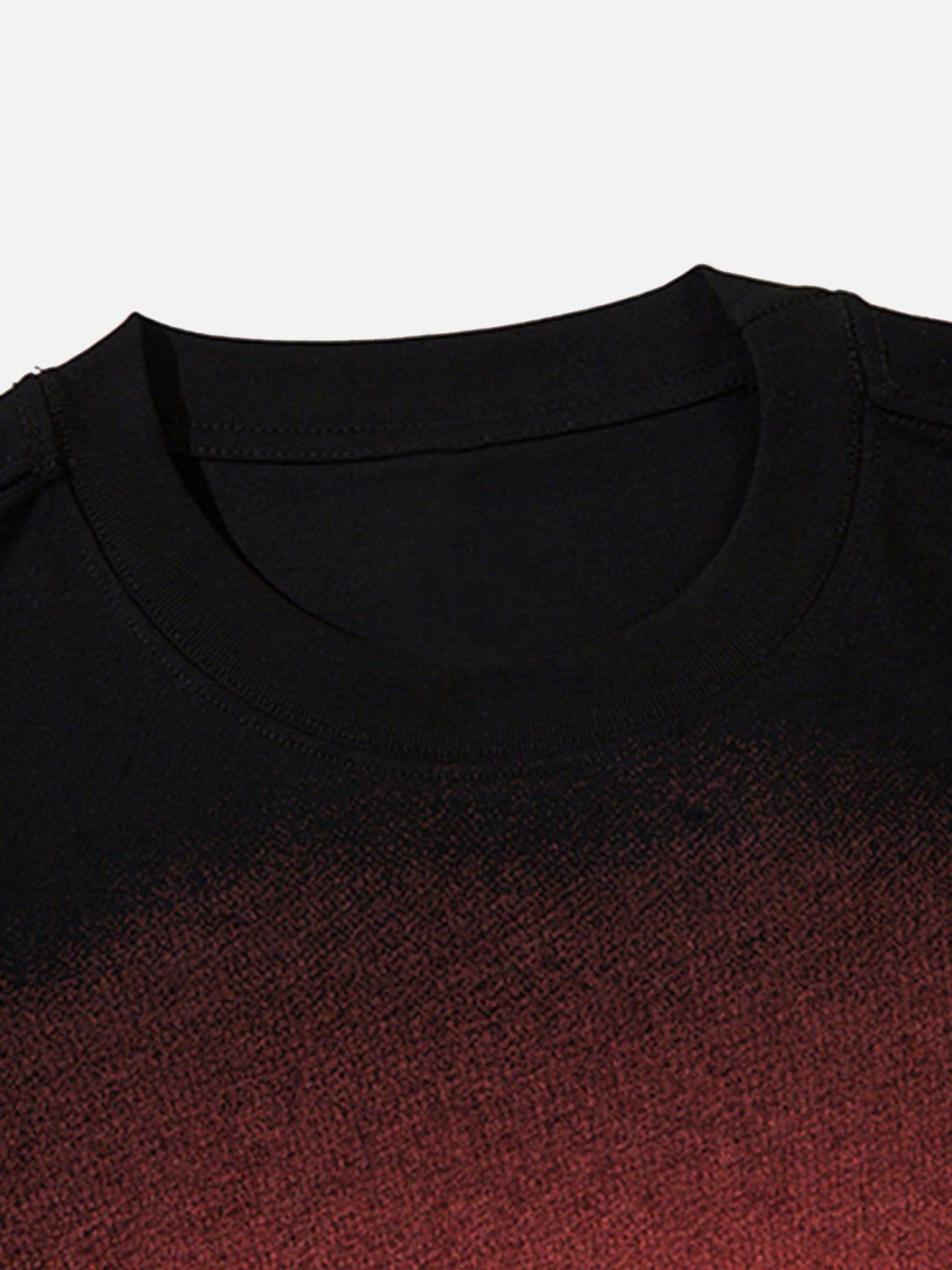 A close-up of the ombre effect on a dragon print tee by TALISHKO, showcasing bold detail.