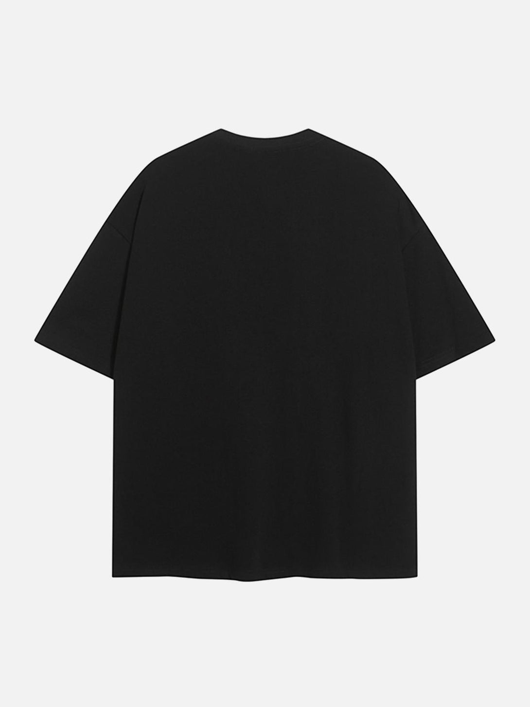 Back view of a black T-shirt by TALISHKO, showcasing a relaxed fit ideal for casual looks.