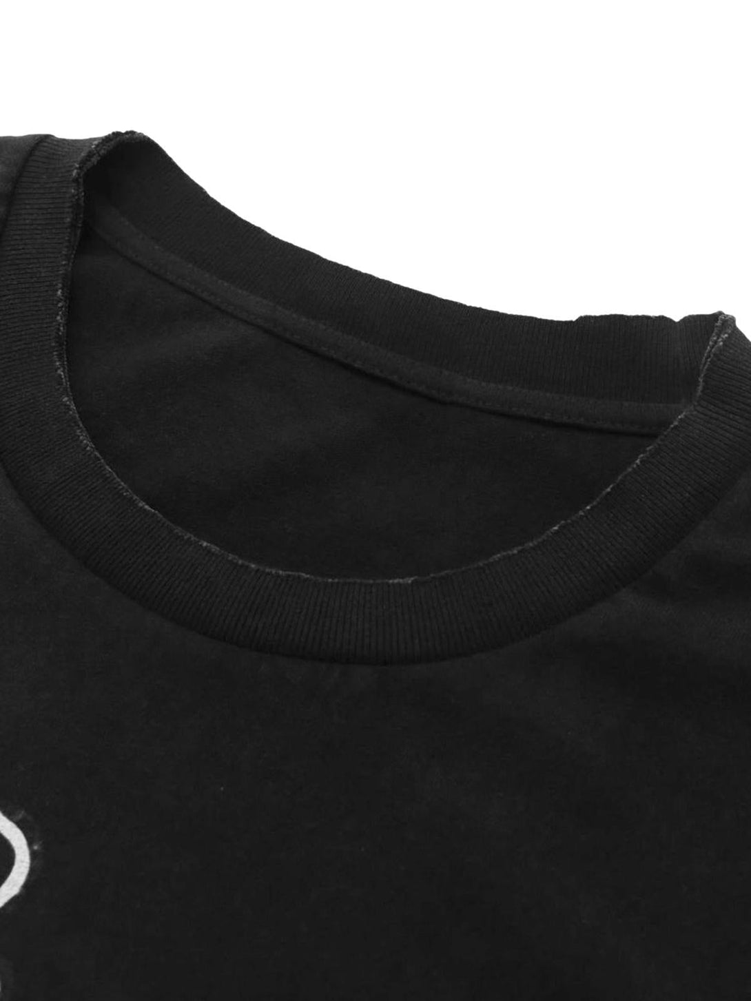 A detailed view of TALISHKO's Demon Skull Print T-Shirt neckline, highlighting its classic design.