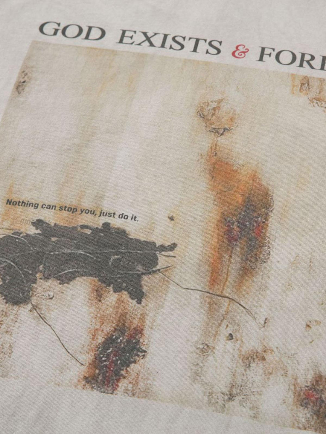 TALISHKO T-shirt features a unique abstract print and motivational text, perfect for casual outings.