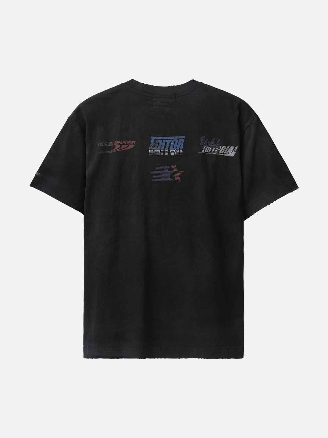 Back view of TALISHKO street rap T-shirt with graphic prints on black fabric for an urban look.