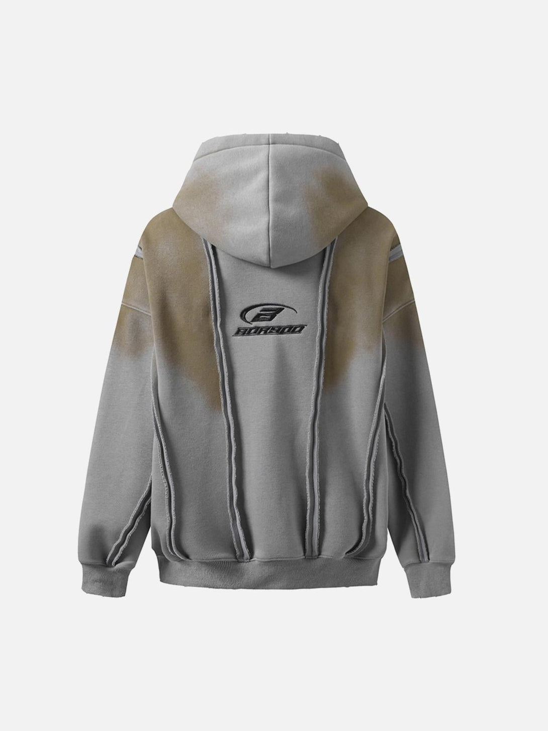 Rear view of TALISHKO distressed patchwork velvet jacket, highlighting its unique texture.