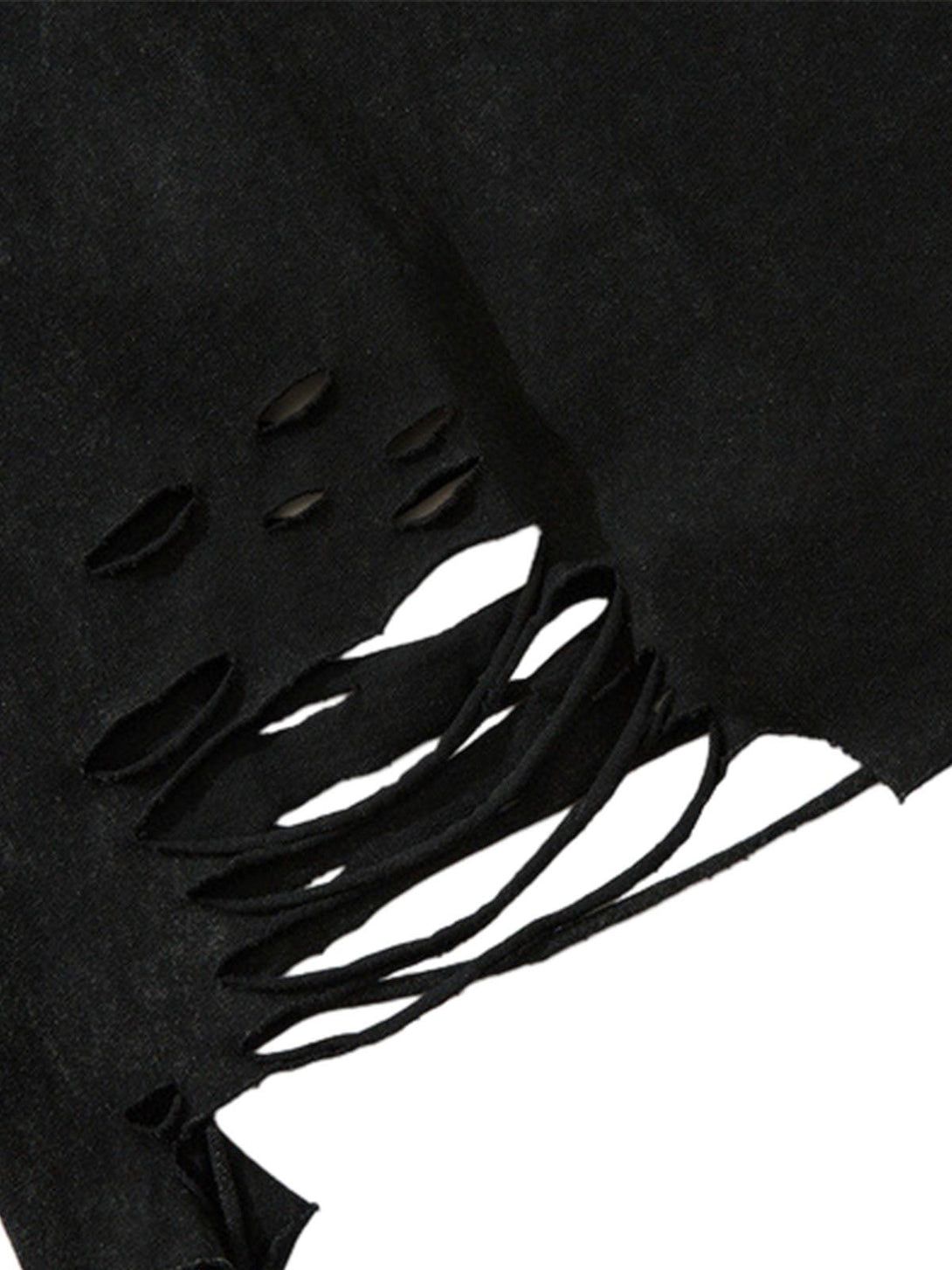 Detailed fabric and ripped design on a vest, highlighting edgy style by TALISHKO.