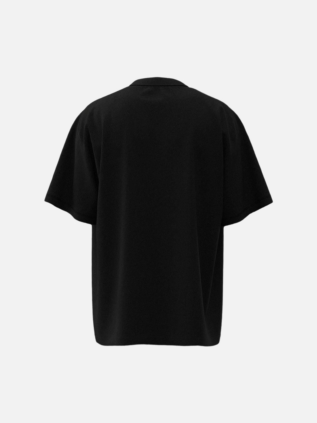 Back view of a black graphic T-shirt by TALISHKO, featuring a relaxed fit for casual style.