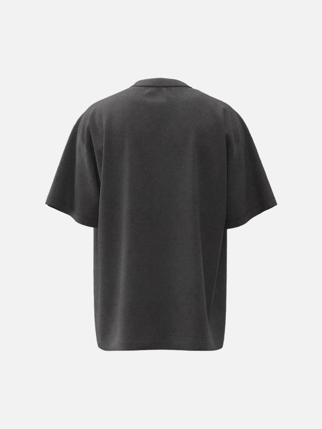 Back view of a gray T-shirt by TALISHKO, offering a relaxed fit for casual elegance.