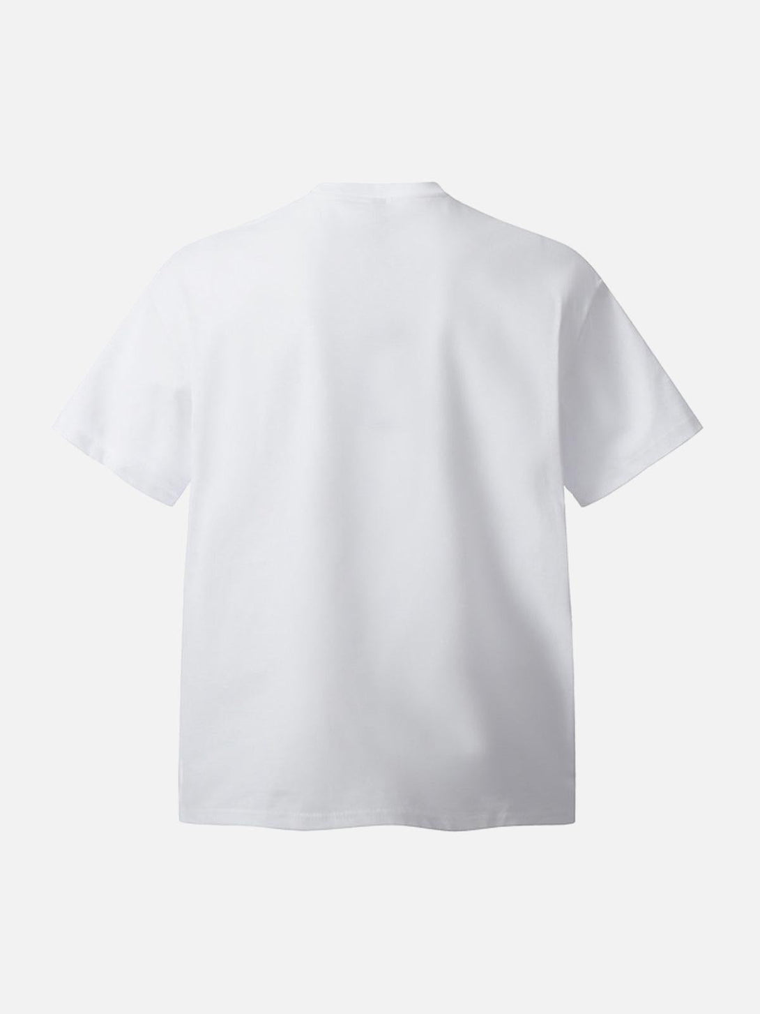 Back view of a white Dobermann graphic T-shirt by TALISHKO, showcasing casual comfort.