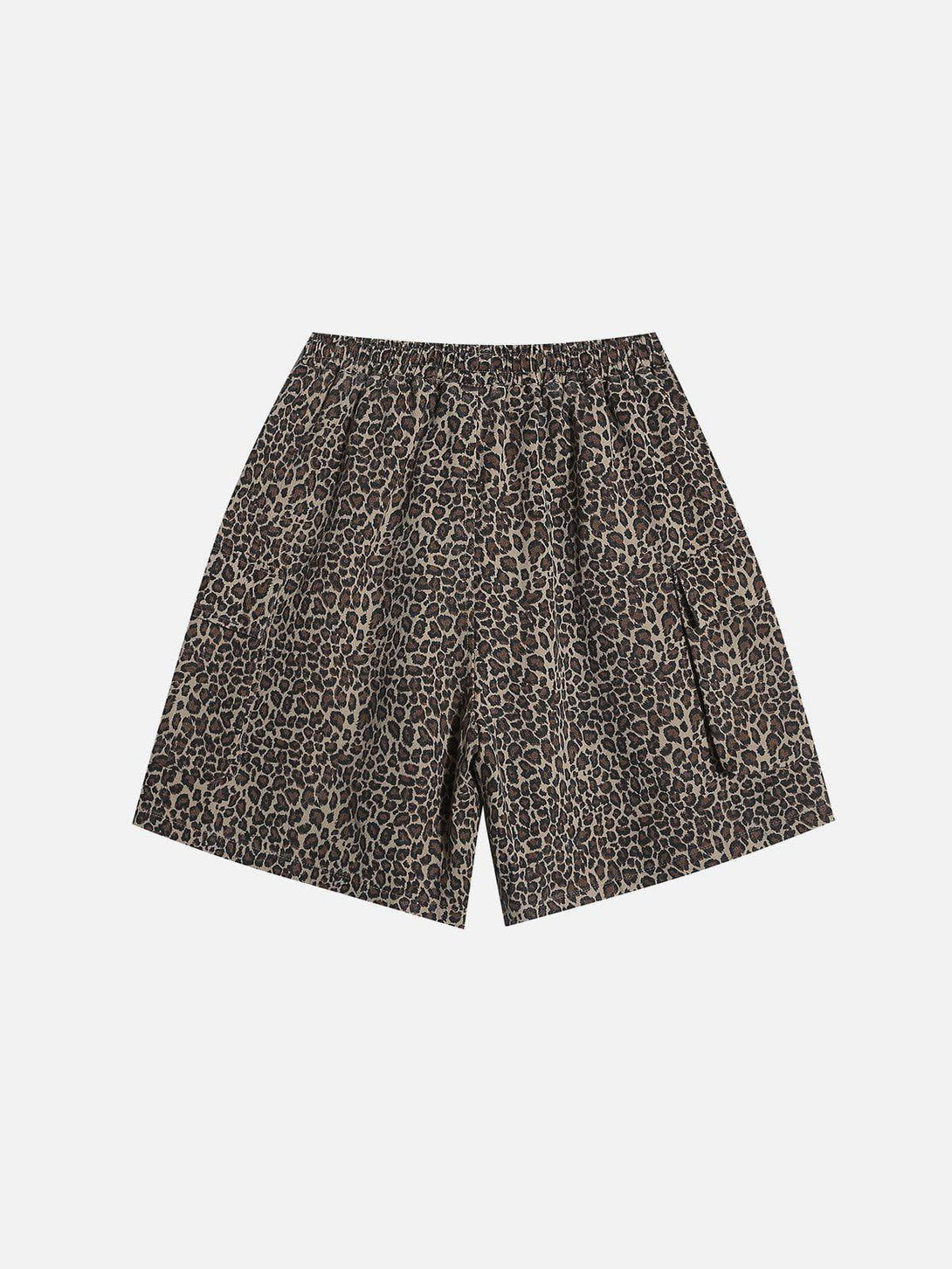 Leopard print shorts by TALISHKO showcasing intricate pattern and relaxed fit.