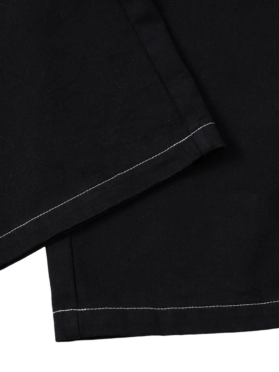 Detailed stitching on TALISHKO's baggy jeans, highlighting craftsmanship and style.