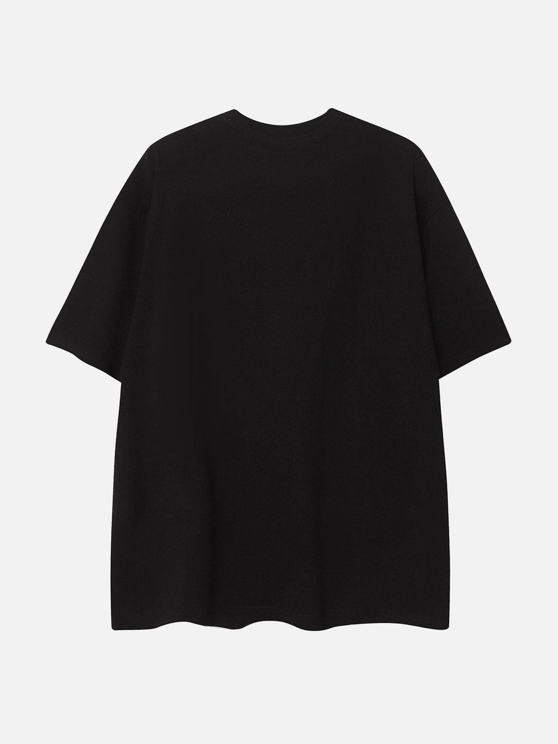 Back view of a black TALISHKO tee, showcasing a minimalist silhouette for casual style.