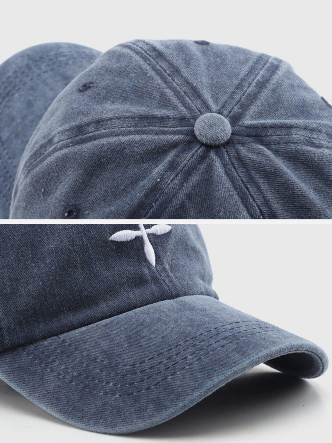 Detailed view of TALISHKO baseball cap showing intricate embroidery and textured fabric.