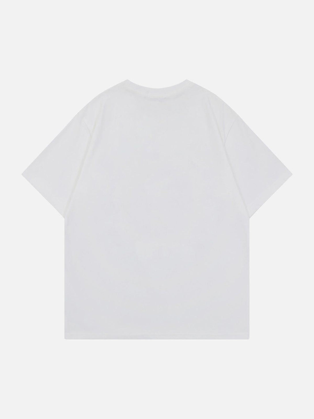 Back view of a white TALISHKO t-shirt, highlighting its minimalist design for relaxed summer days.