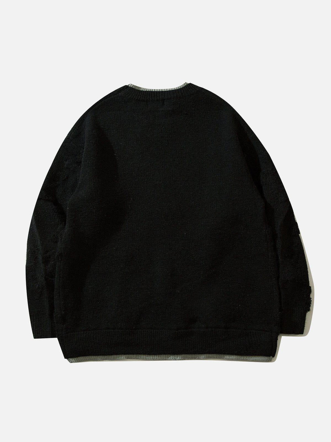 Back view of TALISHKO's black sweater highlighting its understated, minimalist design.