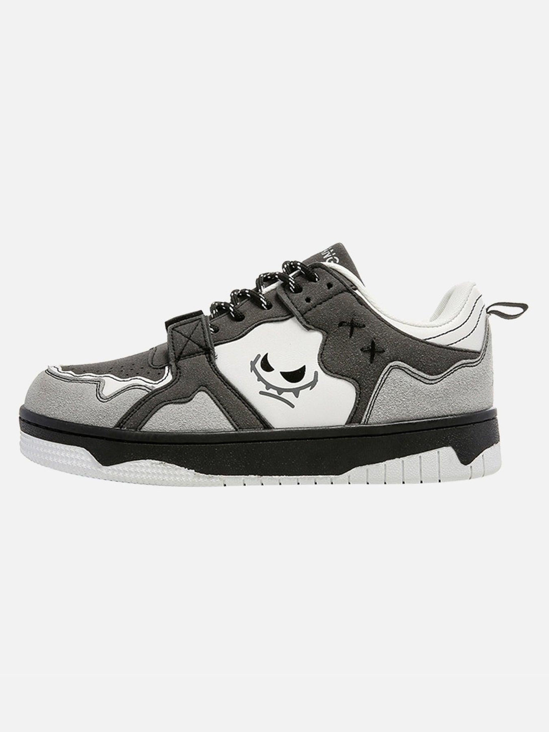 TALISHKO sports board shoes feature a striking gray and black design with unique white accents.