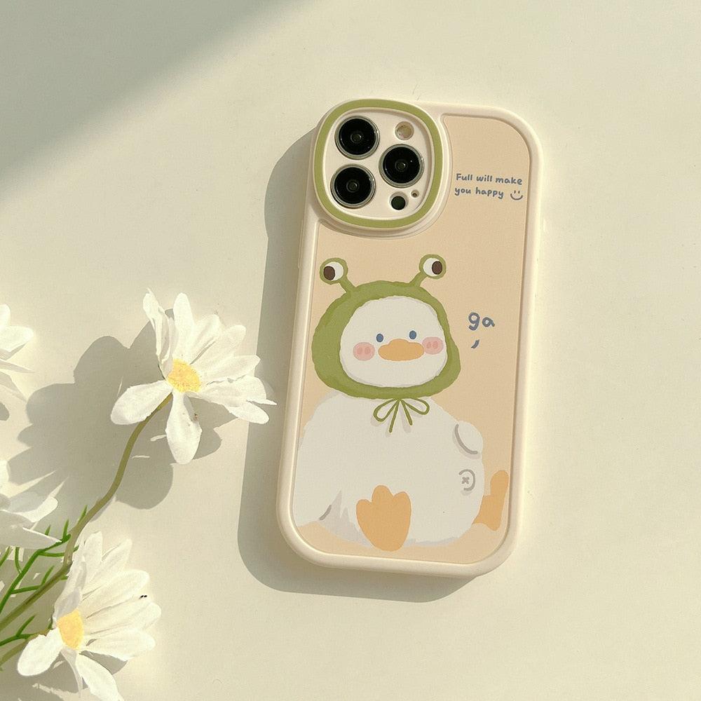 TALISHKO's playful iPhone case features a charming duck in a frog hat, adding a fun touch.