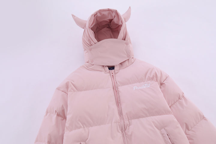 TALISHKO - Solid Demon Horned Hat Winter Coat - streetwear fashion, outfit ideas - talishko.com