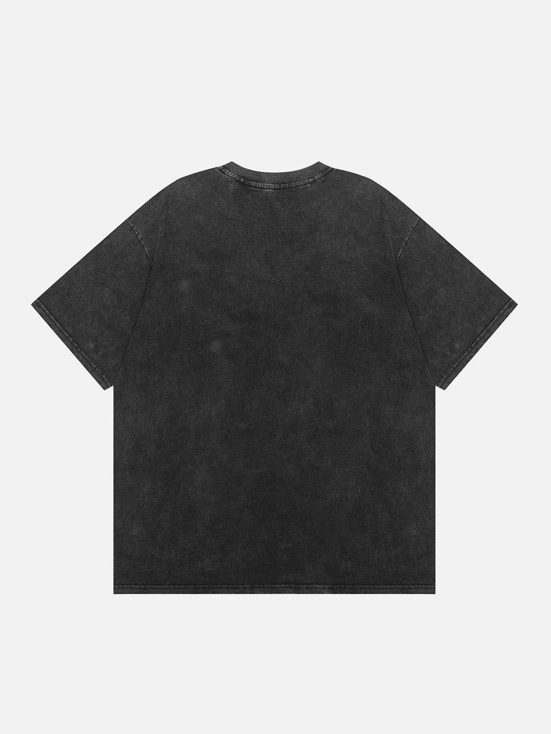 Back view of a black washed tee by TALISHKO, showcasing its relaxed fit and casual vibe.