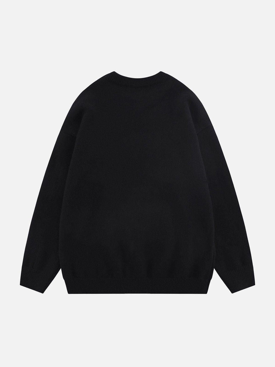 Back view of a black Flocking Bunny Sweater by TALISHKO, highlighting its classic silhouette.