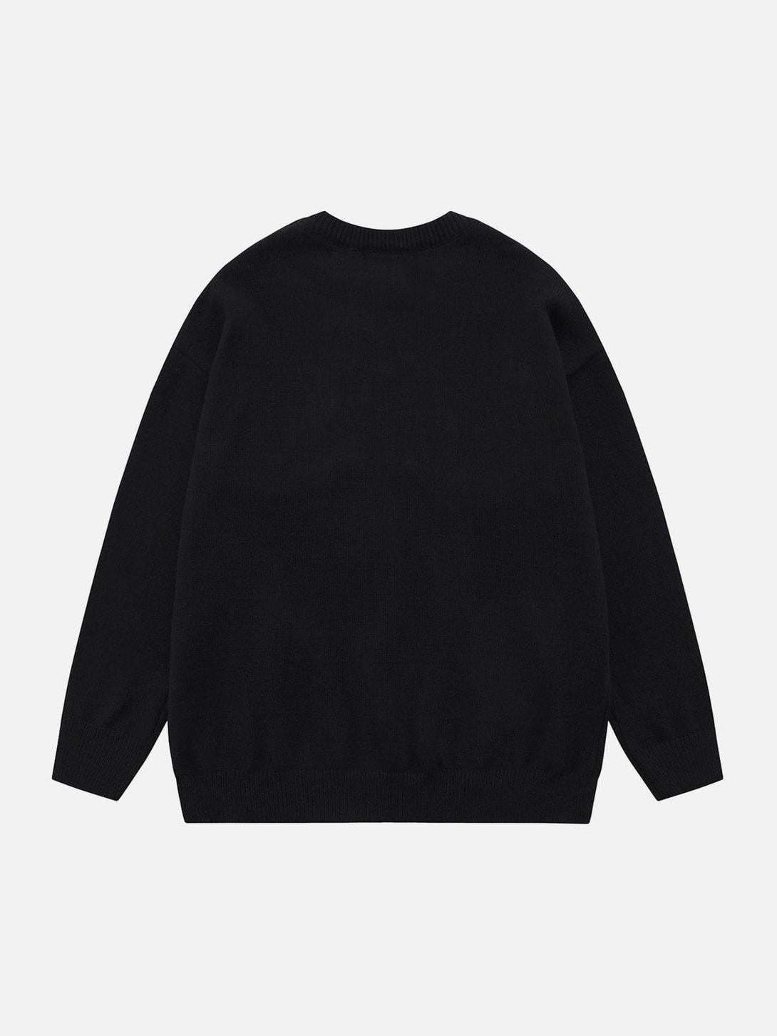 Back view of black Flocking Ghost Sweater by TALISHKO, highlighting its classic silhouette.