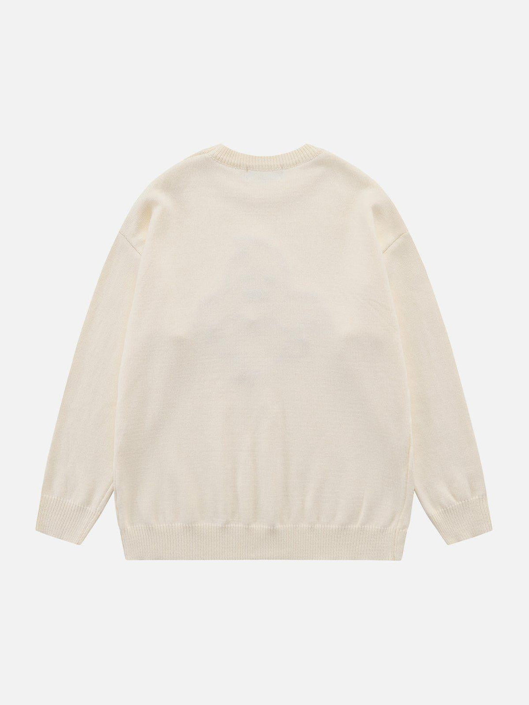 Back view of the Flocking Ghost Sweater by TALISHKO, showcasing a subtle, minimalist design.
