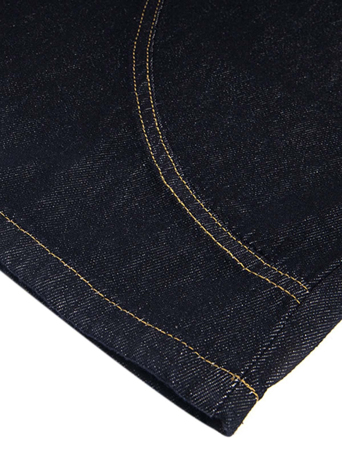Intricate stitching detail on TALISHKO barrel jeans, highlighting durable craftsmanship.