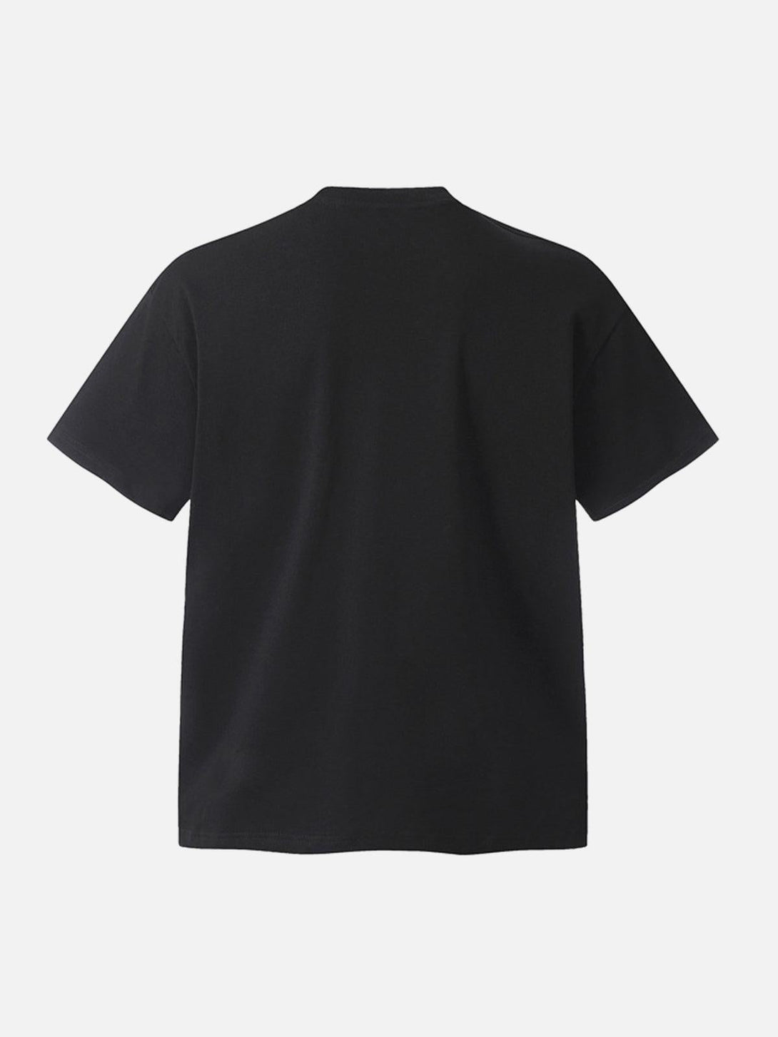 Back view of a black T-shirt by TALISHKO, offering a minimalist and versatile style.
