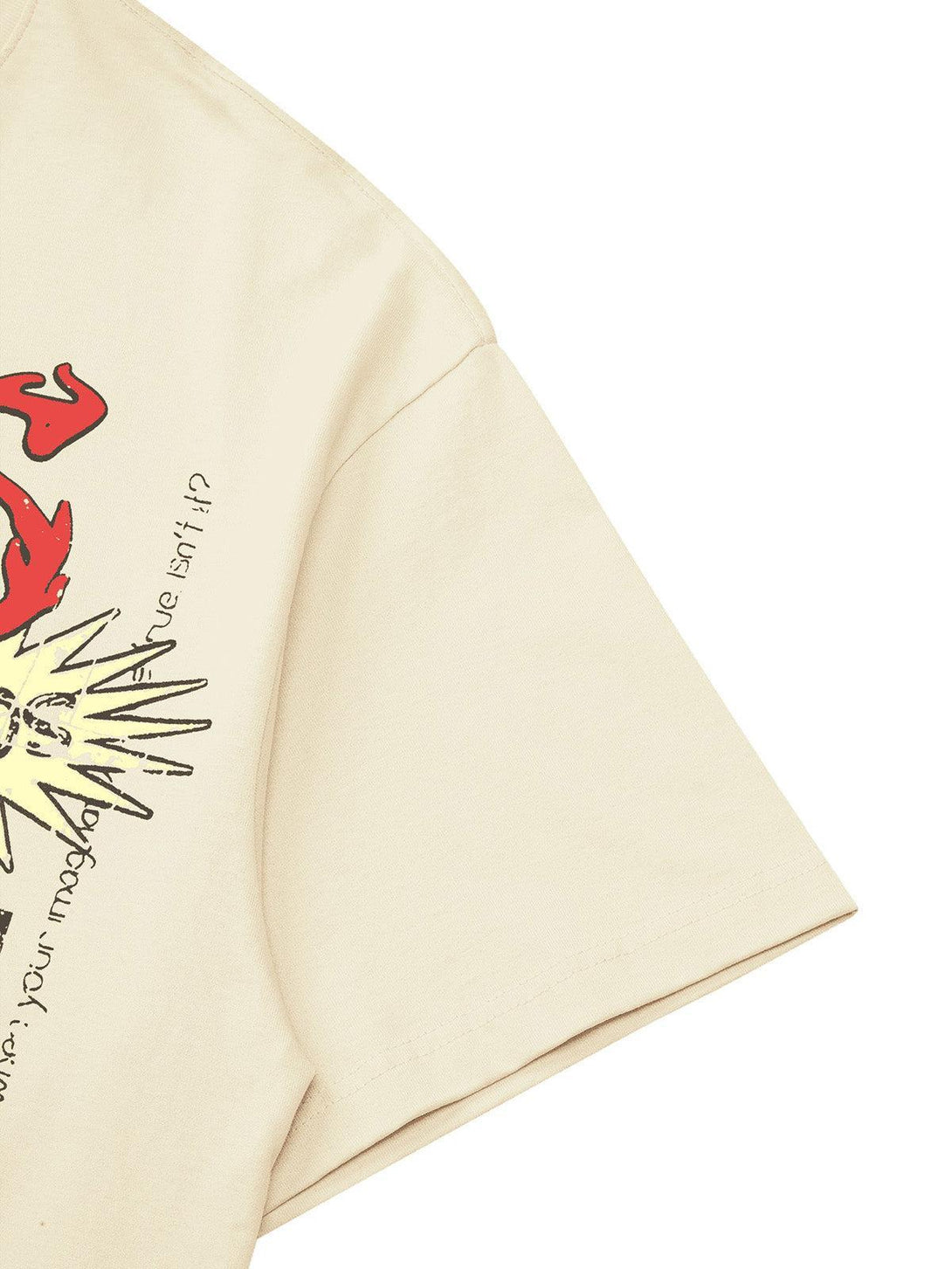 TALISHKO T-shirt sleeve with vibrant graffiti art and unique design elements.