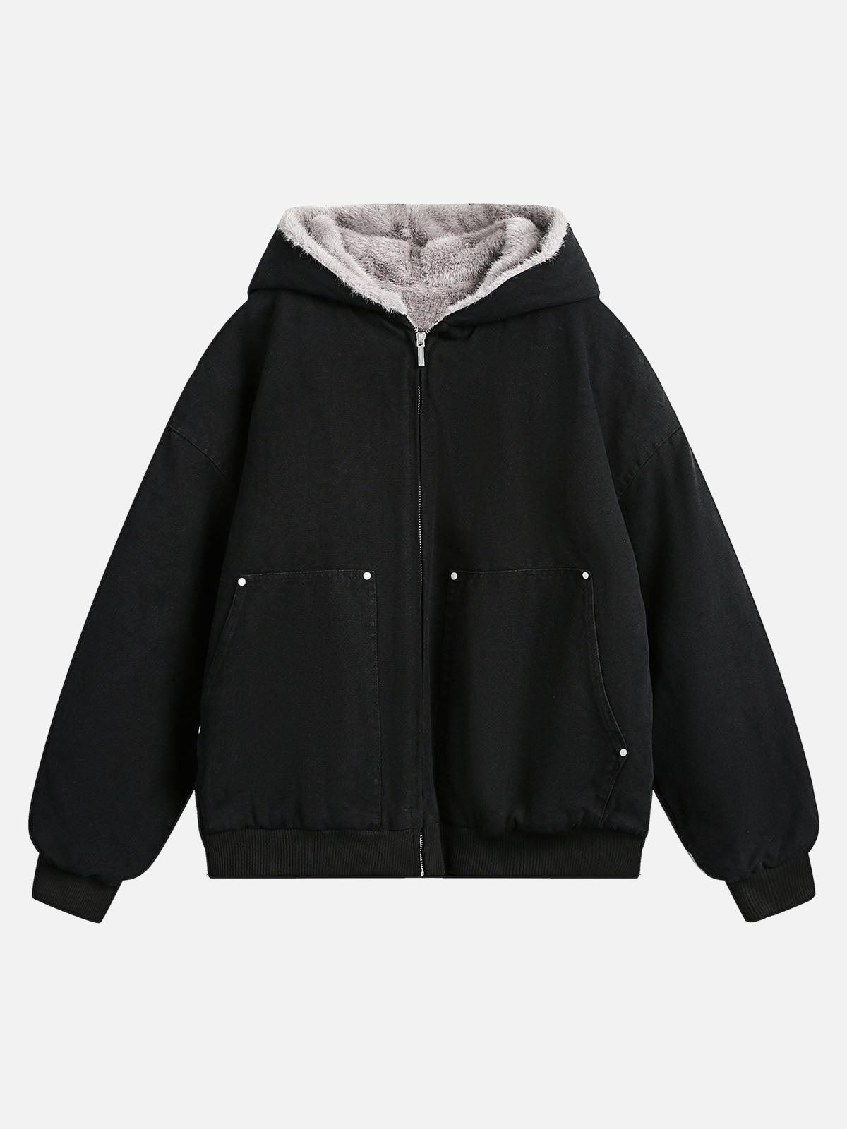 TALISHKO Fur Hooded Zip Up Quilted Jacket