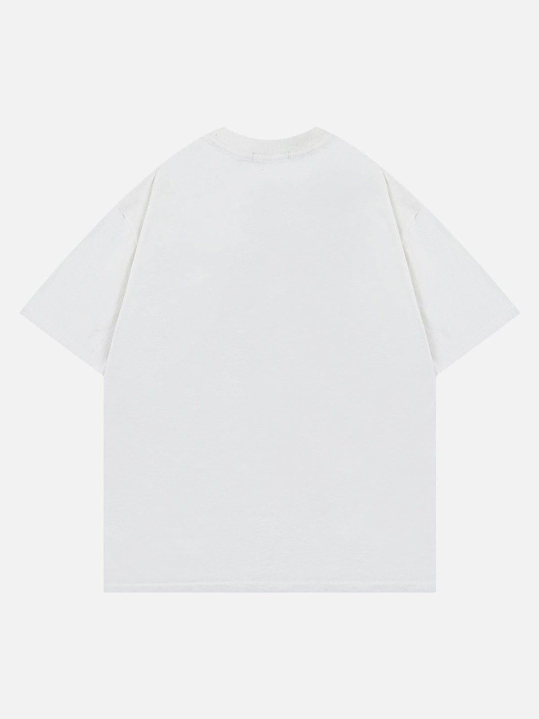 Back view of a white washed tee by TALISHKO, highlighting its simple and airy design.