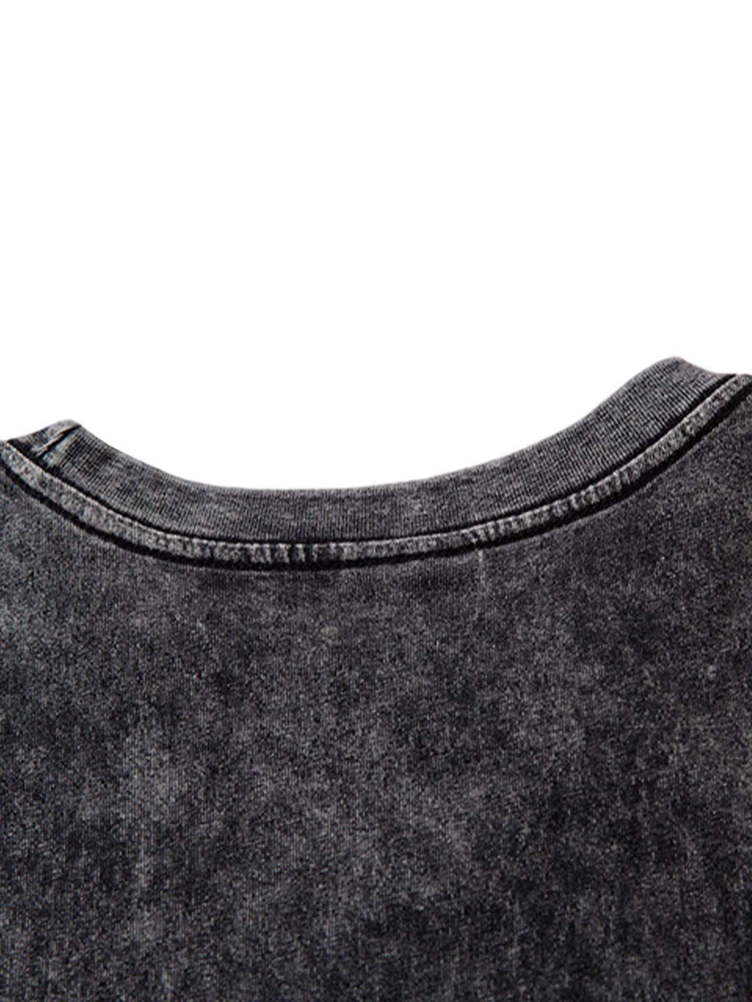 Neckline detail of a TALISHKO black gradient tie-dye vest, showcasing raw edge craftsmanship.