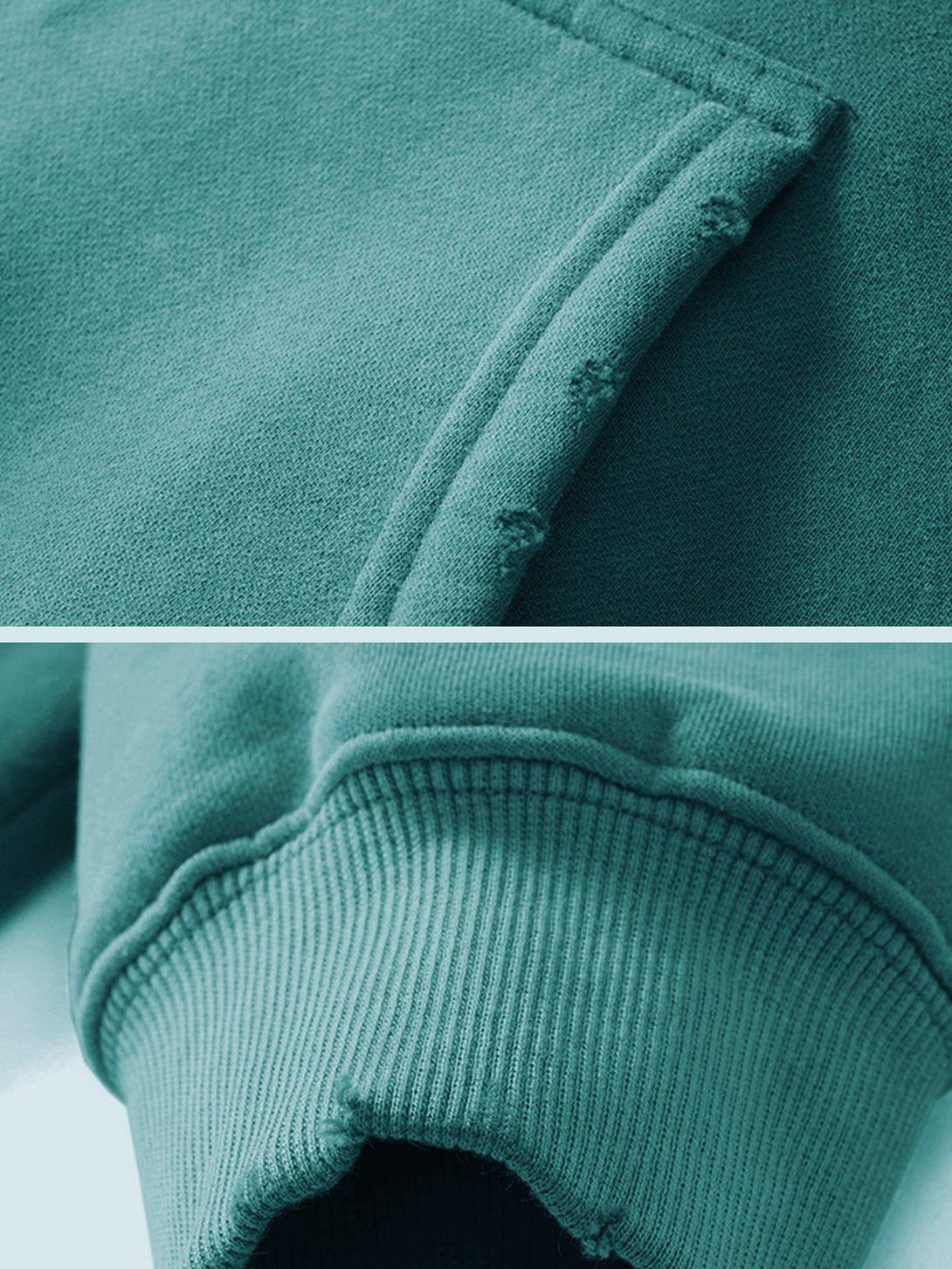 Detailed fabric and stitching of a gradient washed hoodie by TALISHKO, highlighting quality.