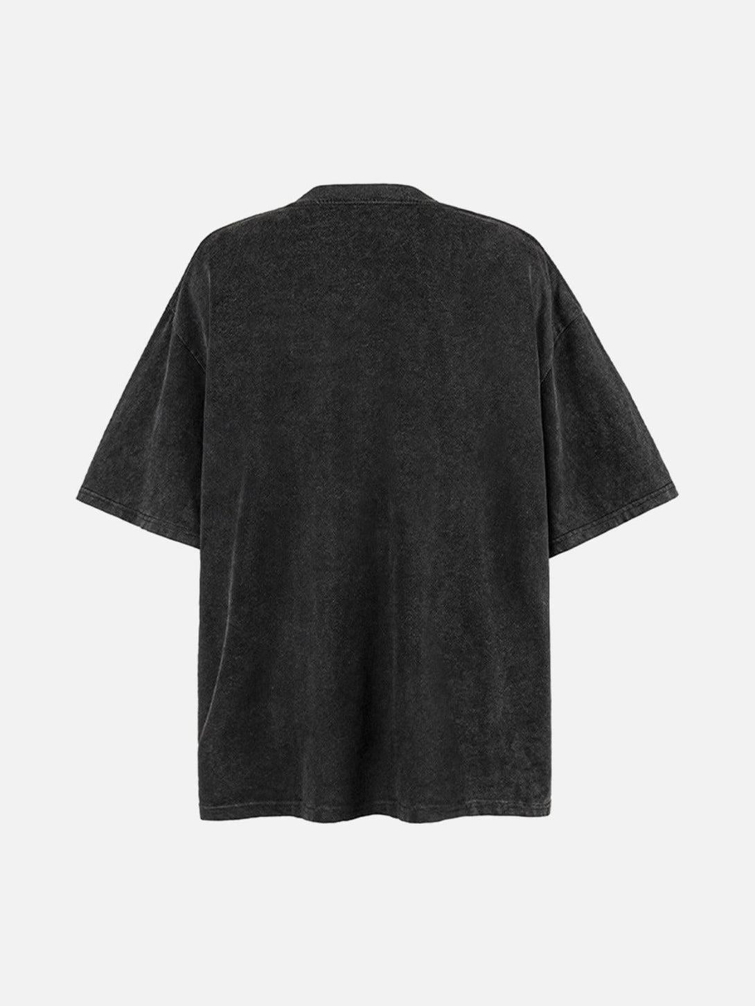 Back view of a black crew neck T-shirt by TALISHKO, featuring a relaxed fit and soft texture.