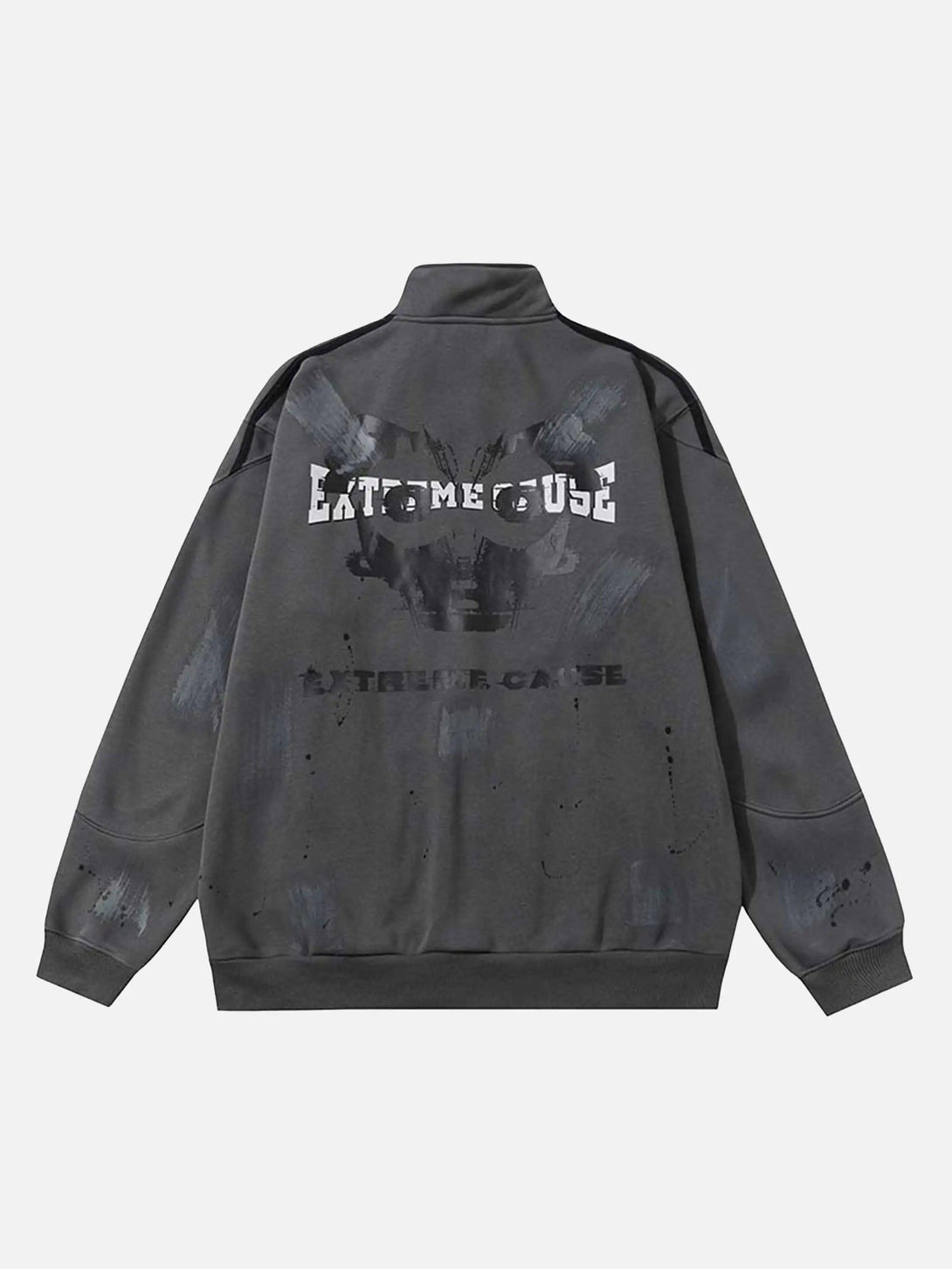 Back view of a graffiti dot pattern jacket by TALISHKO, featuring edgy artistic details.