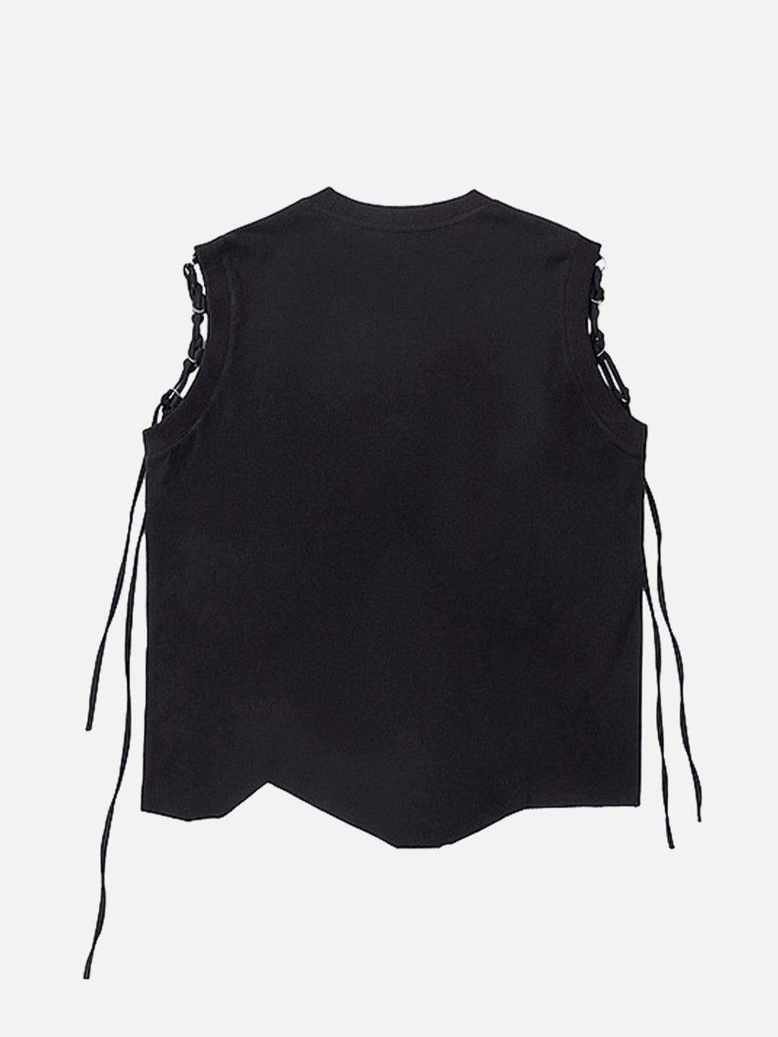 Back view of black vest with adjustable straps by TALISHKO, ideal for a bold summer look.