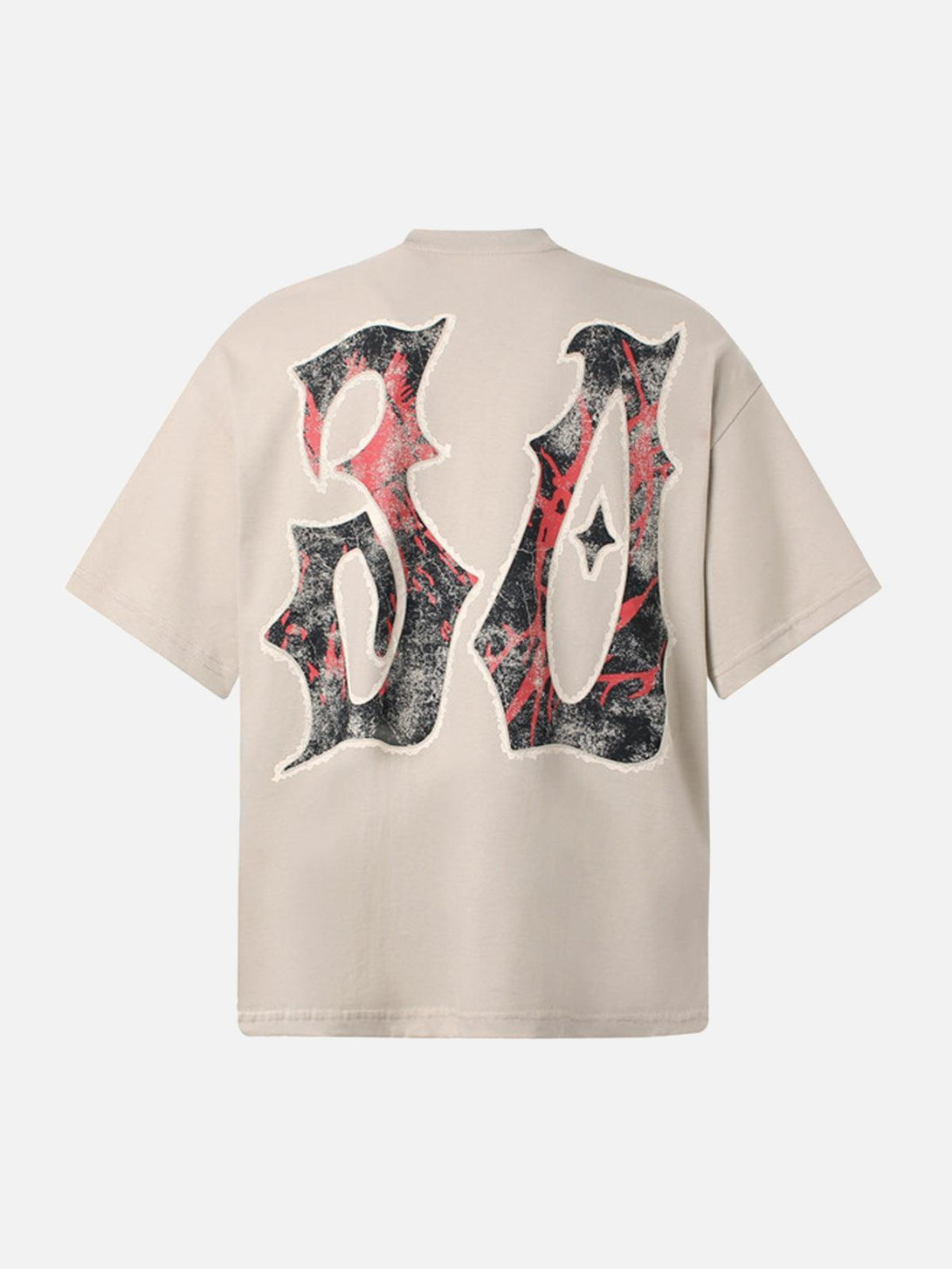 Back view of TALISHKO's graphic "BREAK" print T-shirt, featuring bold artistic design.