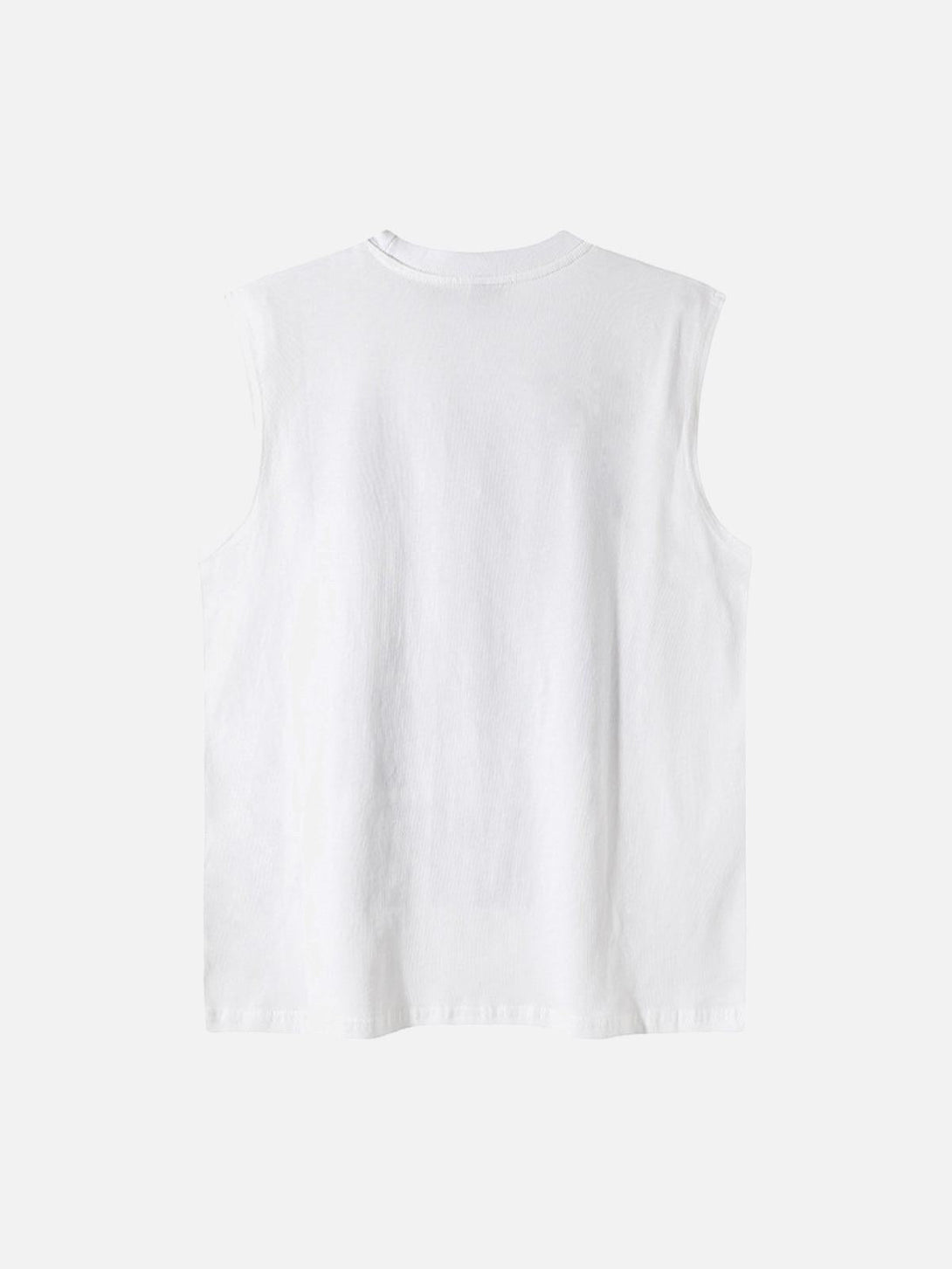 Back view of TALISHKO white chain vest, showcasing minimalist summer style.