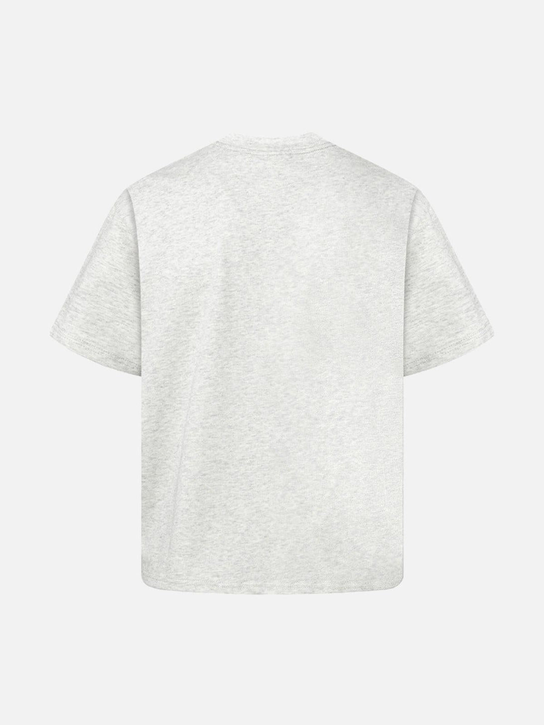 Back view of a light gray TALISHKO T-shirt, emphasizing a relaxed fit and casual summer vibe.