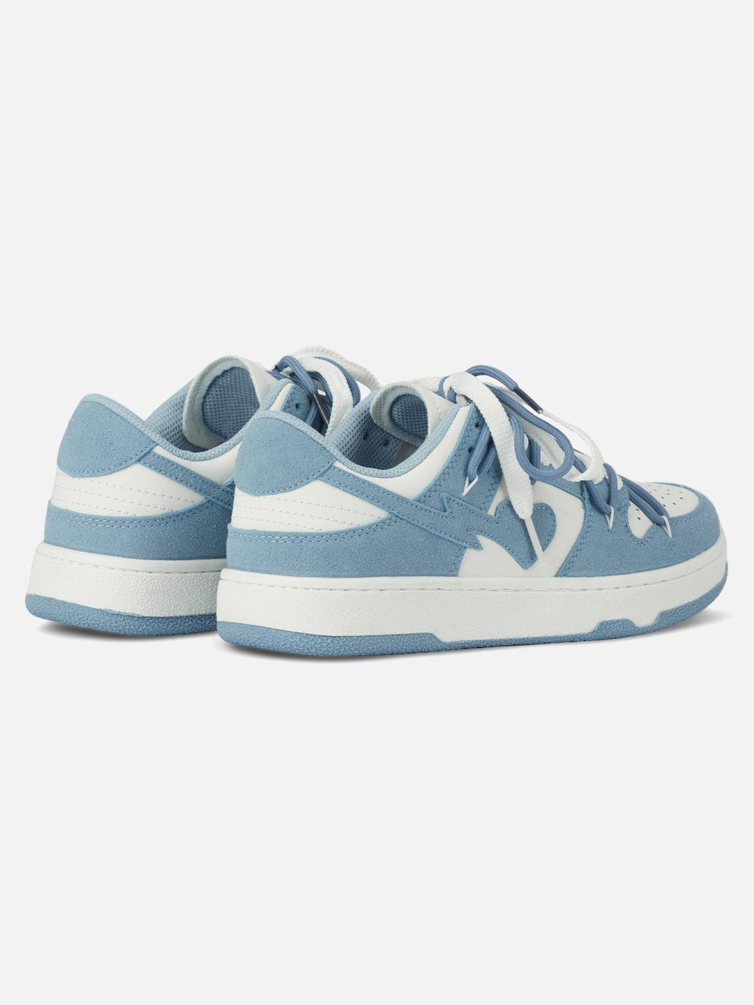 Rear view of TALISHKO haze blue board shoes highlighting the sleek design and color contrast.