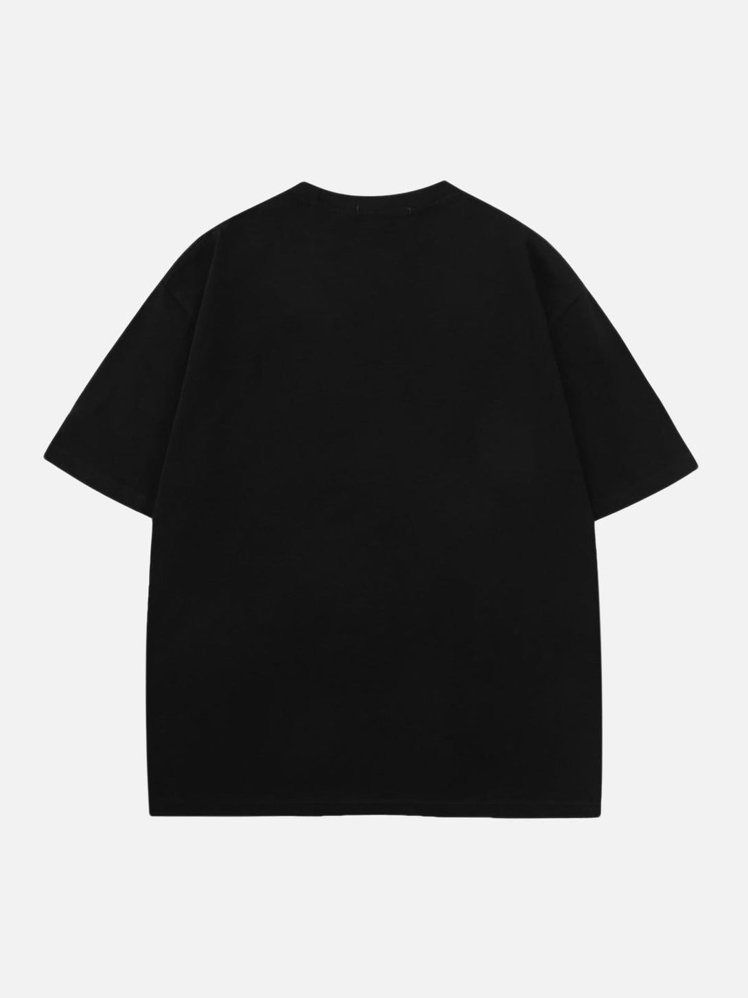 Back view of a black TALISHKO hip hop T-shirt, highlighting a relaxed, casual fit.