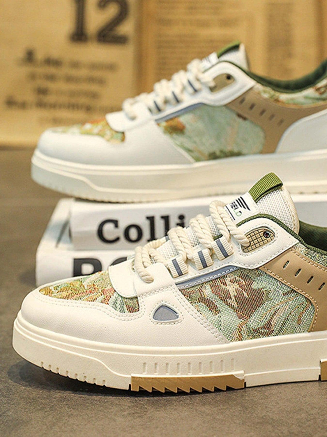 TALISHKO canvas shoes with a camouflage design and textured sole, perfect for stylish outings.